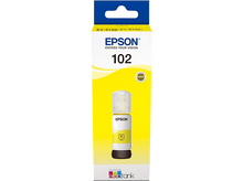 Charger l&#39;image dans la galerie, Bouteille d&#39;encre Epson 102 dans une boîte jaune. La bouteille est jaune et la boîte porte la marque Epson.

