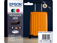 Multipack d'encre pour imprimante Epson avec une valise orange, encres : noir, cyan, magenta, jaune.