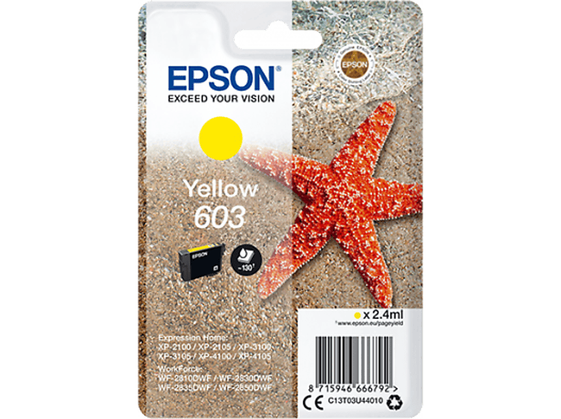 EPSON Cartouche d'encre 603 Jaune (C13T03U44020)