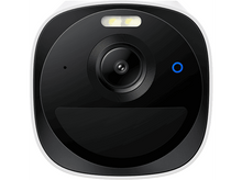Charger l&#39;image dans la galerie, Gros plan sur une caméra de sécurité avec objectif noir et lumière bleue.
