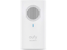 Charger l&#39;image dans la galerie, Appareil eufy Security blanc avec haut-parleur et lumière bleue. Fond blanc.
