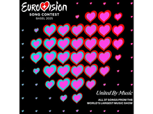 Charger l&#39;image dans la galerie, Logo du Concours Eurovision de la Chanson 2025, avec des cœurs en forme de cœur sur fond noir.
