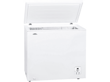 Charger l&#39;image dans la galerie, Congélateur coffre blanc, avec le couvercle ouvert, montrant l&#39;intérieur.
