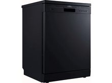 Charger l&#39;image dans la galerie, Lave-vaisselle noir avec panneau de commande. Il a une porte sur le côté gauche.
