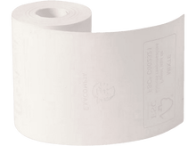 Charger l&#39;image dans la galerie, Un rouleau de papier blanc. Le papier est légèrement déroulé, montrant l&#39;impression. Le fond est noir.
