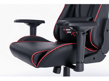 Charger l&#39;image dans la galerie, Un fauteuil de jeu noir et rouge. La chaise a des accoudoirs et le logo Extreme Gamer sur l&#39;appuie-tête.
