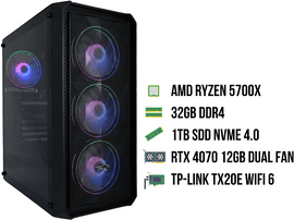EXTREMEGAMER Gaming PC CLASSIC LEVEL 4 AMD Ryzen 7 5700X - GeForce RTX 4070 - Win 11 Home