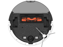 Charger l&#39;image dans la galerie, Aspirateur robot, vue de dessus. Forme ronde avec brosses, capteurs et roues.
