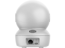 Charger l&#39;image dans la galerie, Caméra de sécurité blanche. Vue arrière montrant ports et trous haut-parleurs. Isolé sur fond blanc.
