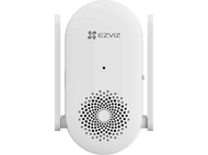 Prolongateur de réseau EZVIZ blanc. Possède deux antennes, un motif en forme de haut-parleur et le logo EZVIZ.