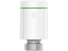 Charger l&#39;image dans la galerie, Thermostat intelligent blanc sur fond blanc. Il a un témoin lumineux vert et un cadran argenté.
