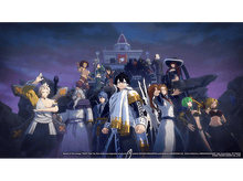 Charger l'image dans la galerie, Groupe de personnages d'anime dans un cadre sombre. Château en arrière-plan. Personnages en poses diverses.
