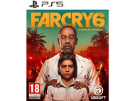 Couverture du jeu Far Cry 6 avec deux personnages, un homme en blanc et une personne plus jeune.