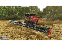 Charger l&#39;image dans la galerie, Une moissonneuse-batteuse rouge coupant du blé dans un champ, avec le logo du jeu dans le coin.

