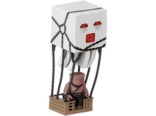Charger l&#39;image dans la galerie, Un jouet Minecraft d&#39;un cochon dans une montgolfière tenu par un ghast, fond blanc.
