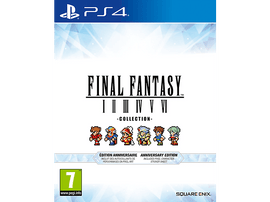 Boîtier de jeu PS4 pour Final Fantasy I-VI Collection. Des personnages en pixel art sont affichés.
