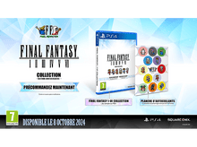 Charger l&#39;image dans la galerie, Boîte de jeu Final Fantasy I-VI Collection avec une planche d&#39;autocollants et un logo de console PS4.
