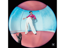 Charger l&#39;image dans la galerie, Harry Styles en chemise rose et pantalon blanc, dans une pièce rose et bleue, avec une main.
