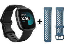 Charger l&#39;image dans la galerie, FITBIT Smartwatch Versa 4 Black + Bracelet Bleu (FB523BKBK-EUBNDL)
