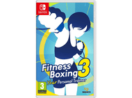 Boîtier de jeu Nintendo Switch pour Fitness Boxing 3, avec un boxeur en tenue bleue.
