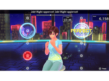 Charger l'image dans la galerie, Écran de jeu vidéo avec femme en chemise bleue et interface.
