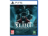 Jaquette du jeu PS5 : 'FLINT: Treasure of Oblivion' avec des pirates et des navires sur l'eau.