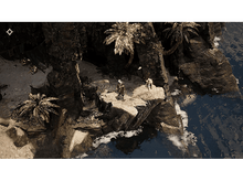Charger l&#39;image dans la galerie, Vue de dessus d&#39;une scène de jeu sur une île rocheuse. Deux personnages sur une côte rocheuse.

