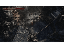 Charger l&#39;image dans la galerie, Vue aérienne d&#39;une scène de jeu avec des personnages dans une zone pavée, près de structures en bois.
