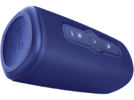 Un haut-parleur Bold bleu. Il possède des boutons et un cache-haut-parleur bleu.