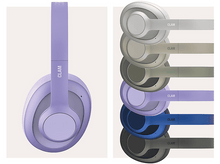Charger l&#39;image dans la galerie, Casque lilas à gauche ; diverses options de couleur à droite. La marque &#39;CLAM&#39; est visible.
