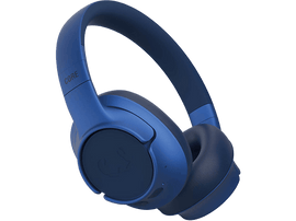 Casque JBL bleu. Ils sont de type circum-auriculaire, avec un coussinet et un bandeau bleu foncé.
