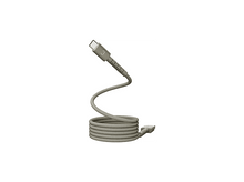Charger l&#39;image dans la galerie, Un câble USB-C gris avec une texture tissée est enroulé. Une extrémité est branchée, l&#39;autre est visible. Isolé sur fond blanc.
