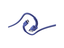 Charger l&#39;image dans la galerie, Un câble USB bleu avec connecteurs USB-C et USB-A, isolé sur fond blanc. Le câble est courbé.
