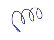 Charger l&#39;image dans la galerie, Un câble USB-C bleu avec un design tressé, enroulé sur fond blanc. Le connecteur est visible.
