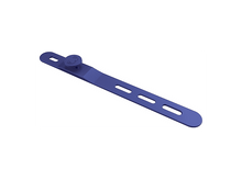 Charger l&#39;image dans la galerie, Une sangle en plastique bleu avec un bouton circulaire et trois trous allongés, sur fond blanc.
