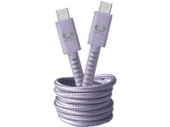 Câble USB-C violet enroulé. Deux connecteurs avec logo Fresh 'n Rebel.