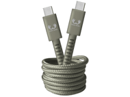 Deux câbles USB-C gris enroulés ensemble. Chaque câble porte un logo Fresh 'n Rebel.