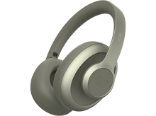 Charger l&#39;image dans la galerie, Casque audio vert olive sur fond noir. Écouteurs et arceau visibles, vue de profil.
