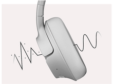 Charger l&#39;image dans la galerie, Casque blanc, avec ondes sonores. Fond clair.
