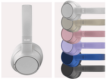 Charger l&#39;image dans la galerie, Casque blanc et une palette de couleurs de casques. Clam est imprimé sur le côté.
