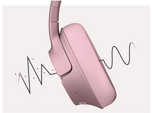 Charger l&#39;image dans la galerie, Casque rose avec un graphique d&#39;onde sonore. Fond clair.
