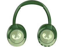 Charger l&#39;image dans la galerie, Casque vert avec oreillettes. Le fond est blanc uni. Logo au centre des oreillettes.
