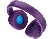 Charger l&#39;image dans la galerie, Casque Fresh Rebel violet avec coussinets bleus. Le texte &#39;FRESH REBEL&#39; est sur le bandeau.
