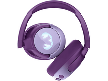 Charger l&#39;image dans la galerie, Casque violet, plié, avec un design circulaire blanc et violet sur l&#39;écouteur.
