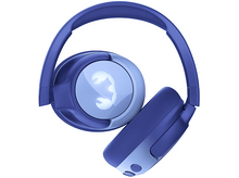 Charger l&#39;image dans la galerie, Casque audio bleu et bleu clair avec logo scorpion sur l&#39;écouteur, isolé sur fond blanc.
