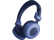 Casque circum-auriculaire bleu. Fond noir. Le casque est incliné, montrant les oreillettes.