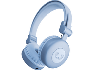 Casque bleu clair sur fond noir.