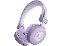 Charger l&#39;image dans la galerie, Casque violet. Conception supra-auriculaire avec de grands écouteurs et un bandeau. Fond noir.
