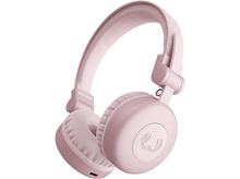 Charger l&#39;image dans la galerie, Casque rose avec un logo blanc sur les écouteurs, isolé sur un fond sombre.
