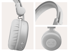 Charger l&#39;image dans la galerie, Gros plan sur un casque blanc. L&#39;écouteur gauche, le bandeau et le bas de l&#39;écouteur droit.
